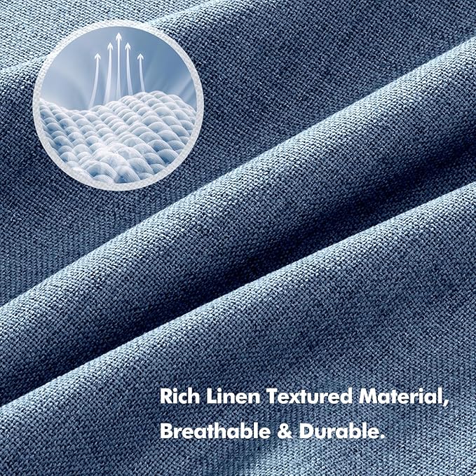 MIULEE 100% Blackout Linen Curtains for Bedroom, Blue Solid Luxury Decor Thermal Insulation Room Darkening Drapes for Living Room Nursery Back Tab Rod Pocket 42 x 84 Inches, 2 Panels