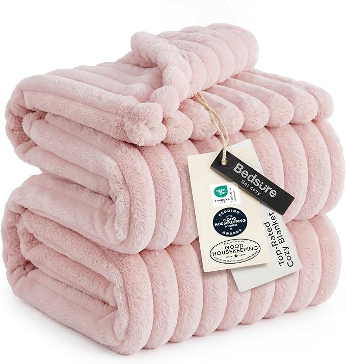 Bedsure GentleSoft California King Size Blanket for Bed - Cozy Soft Blankets for Women, Cute Large Throws for Girls, Crystal Pink, 102x96 Inches