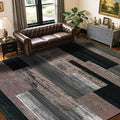 10x12 Washable Area Rugs for Living Room and Bedroom, Vintage Checkered Pattern Non-Slip Carpet, Stain Resistant Low Pile Soft Rug for Dining Room,Office,Nursery,Kids Room(10x12,Chocolate)