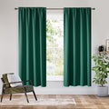 RYB HOME Bedroom Blackout Curtains 72 inches Long, 100% Blackout Thermal Insulated Noise Reducing Curtains for Living Room Nursury, 42 inches Wide by 72 inches Long, Dark Green