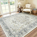 Lofus 6x9 Area Rugs for Living Room, Machine Washable Non-Slip Area Rug, Low Pile Large Rugs for Bedroom, Kitchen, Dining Room, Home Office, Vintage Oriental Print Rug, Taupe Grey