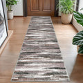 Lansny Modern Abstract Hallway Runner Rug, Dark Light Brown White Washable Kitchen Runner Non-Slip Soft 2x8 Runner Rug Thin Print Faux Wool Carpet for Entryway Bedroom Laundry Room Indoor Home Decor