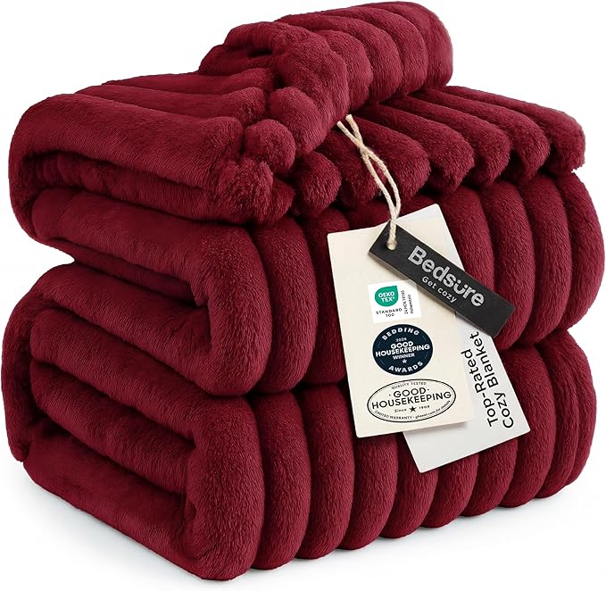 Bedsure GentleSoft Red Full Blanket for Bed - Cozy Soft Blankets for Women, Cute Large Throws for Girls, 84x90 Inches