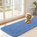 OLANLY Dog Door Mat for Muddy Paws 47x17, Absorbs Moisture and Dirt, Absorbent Non-Slip Washable Doormat, Quick Dry Chenille Mud Mat, Entry Indoor Entryway Carpet for Inside Floor, Cornflower Blue