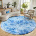 ONASAR Round Rugs 6ft for Living Room Bedroom, Tie-Dye Blue Fluffy Circle Area Rug for Kids Girls Boys Teen, Soft Plush Shaggy Carpet for Nursery Dorm Classroom Playroom Home Decor Aesthetic