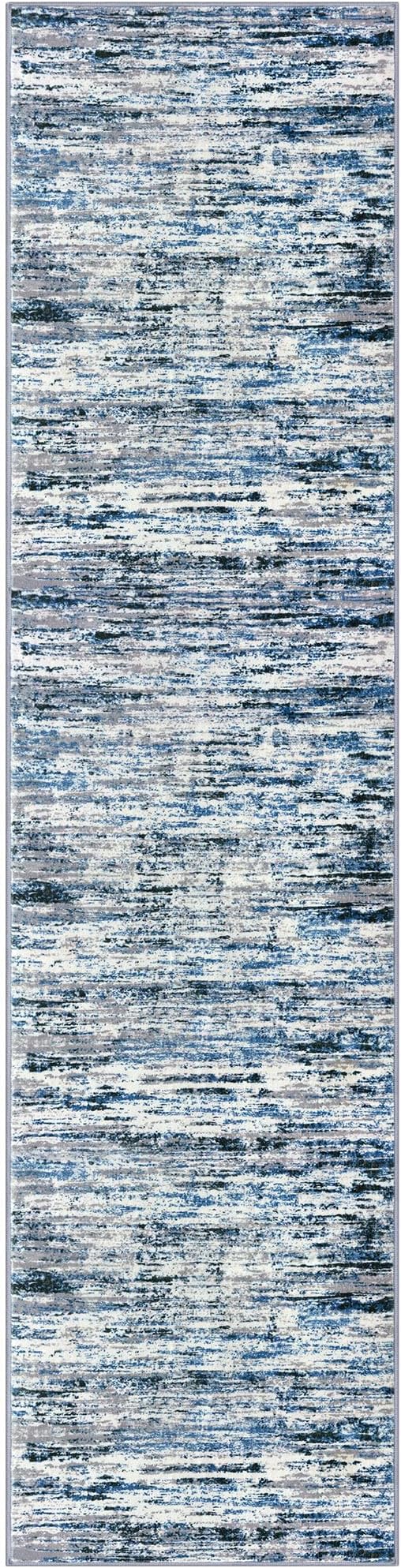 Lansny Modern Abstract Runner Rug 3x10, Grey Blue White Washable Kitchen Runner Non-Slip Soft Hallway Rug Runner Thin Print Faux Wool Carpet for Entryway Bedroom Laundry Room Indoor Home Office Decor