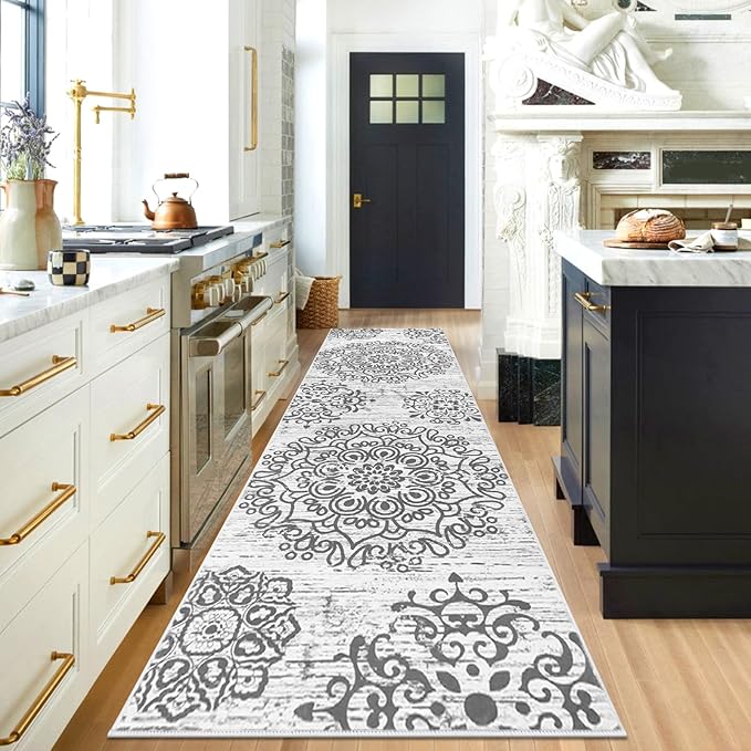 HEBE Hallway Runner Rug 3'x10' Washable Vintage Distressed Area Rugs Non Slip Laundry Rug Runner Boho Floor Carpet Runners for Hallways Entryway Laundry Room Kitchen Bathroom