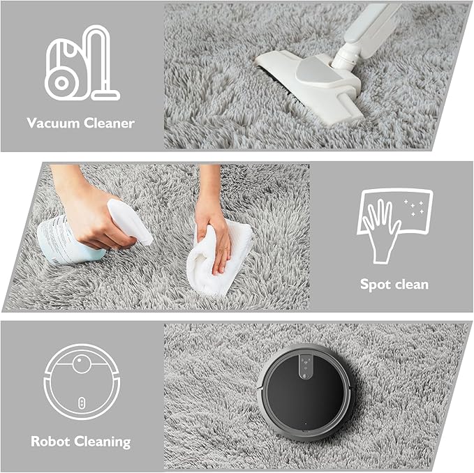 Shag Area Rug for Bedroom 4x6,Grey Fluffy Area Rugs for Living Room,Soft Fuzzy Rug Non-Shedding Indoor Plush Carpet for Kids Bedroom Nursery Dorm Home Decor