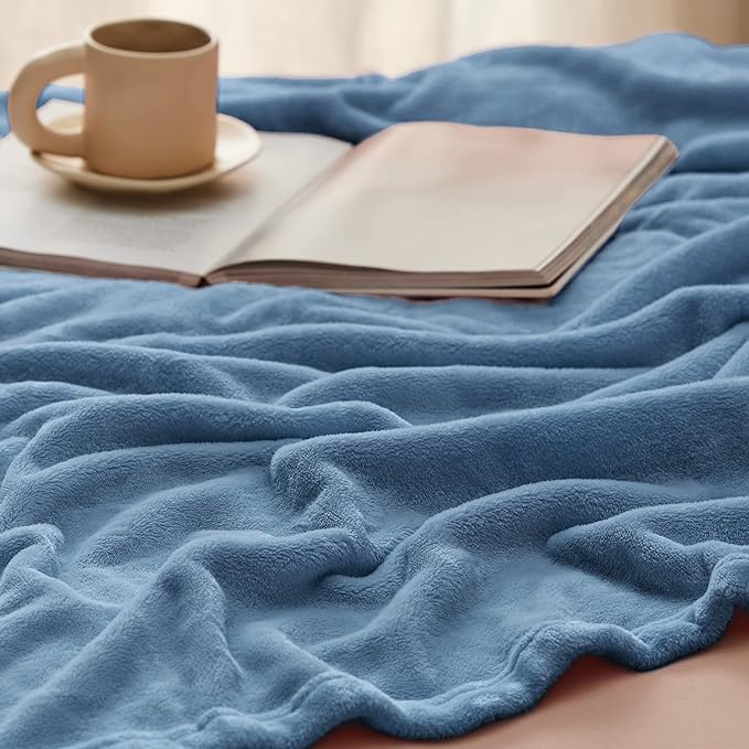 Bedsure GentleSoft Fleece Blankets King Size Washed Blue - Bed Blanket Soft Lightweight Plush Cozy Fuzzy Luxury Microfiber, 108x90 inches