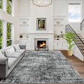 6x9 Area Rugs Washable Rug: Large Modern Abstract Living Room Rug Soft Anti-Skid Thin Carpet Indoor Floor Non-Shedding Carpets for Bedroom Dining Room Farmhouse Nursery Home Office Black
