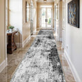 3x16 Washable Runner Rug for Hallway: Extra Long Runners for Entryway Living Room Dining Room - Stain and Water Resistant Rugs with Non-Slip Backing - Soft Low-Pile Carpet Black Grey