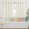 NICETOWN Flax Linen Blend Curtains for Bedroom, Vintage Grommet Top Semi Sheer Curtain Drapes Privacy Assured Window Treatment Light Reducing for Living Room, Off White, W55 x L63, Set of 2
