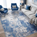 Washable Area Rugs 6'x8' Non-Slip Modern Abstract Soft for Living Room Entryway Bedroom Nursery, Print Pattern, Blue Grey Navy Gray