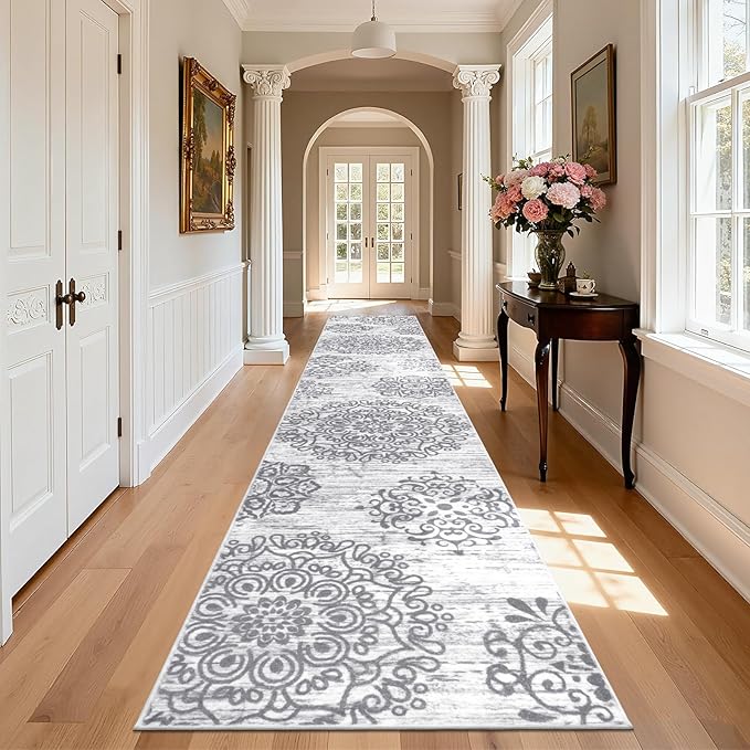 HEBE Hallway Runner Rug 3'x18' Washable Vintage Distressed Area Rugs Non Slip Laundry Rug Runner Boho Floor Carpet Runners for Hallways Entryway Laundry Room Kitchen Bathroom