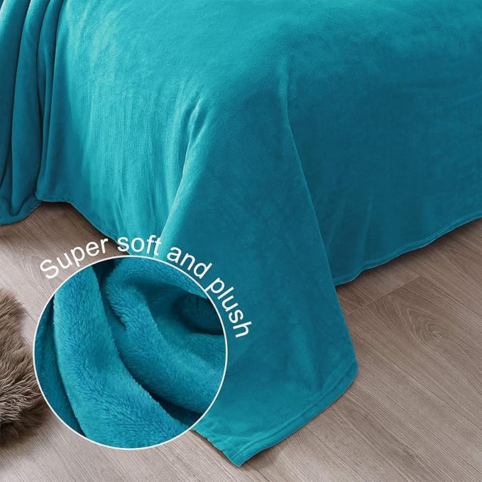 Exclusivo Mezcla Fleece Blanket Twin Size for Bed, Super Soft and Warm, All Season, Cozy, Plush, Lightweight, 60x80 Inches Teal
