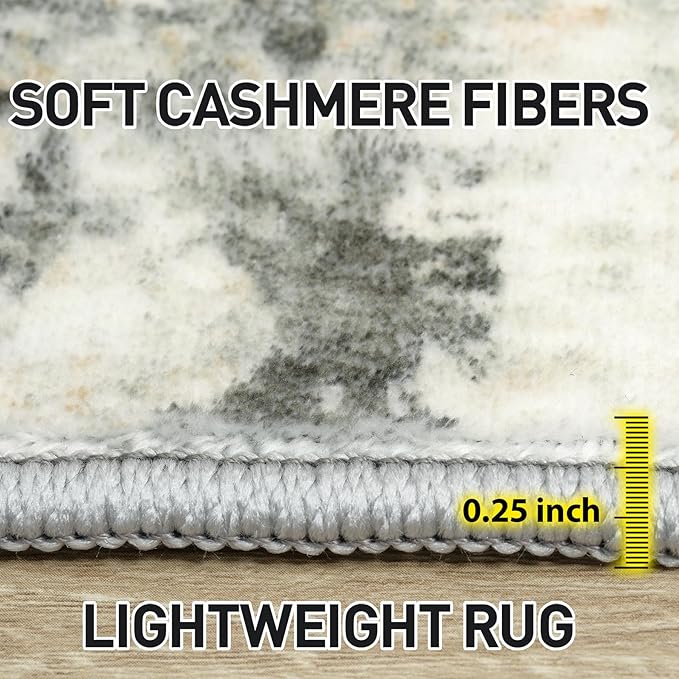 6x9 Area Rugs Washable Rug: Large Modern Abstract Living Room Rug Soft Anti-Skid Thin Carpet Indoor Floor Non-Shedding Carpets for Bedroom Dining Room Farmhouse Nursery Home Office Grey Brown