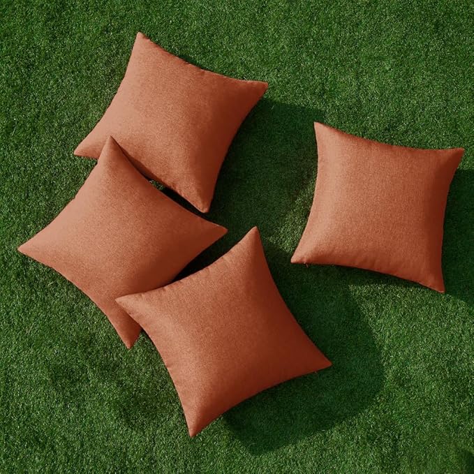 MIULEE Pack of 4 Decorative Rust Throw Pillow Covers Linen Waterproof Pillow Covers Outdoor Farmhouse Cushion Cases for Patio Garden Tent Balcony Couch Sofa 18x18 inch
