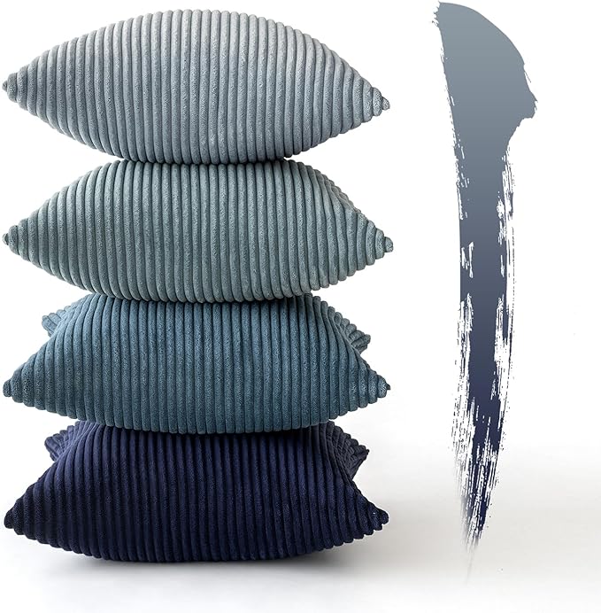 MIULEE Summer Throw Pillow Covers 18x18 Inch Set of 4 Western Neutral Decorative Cushion Covers Soft Boho Farmhouse Modern Coastal Spring Decor for Couch Bed Sofa Living Room Dark Blue Navy Series