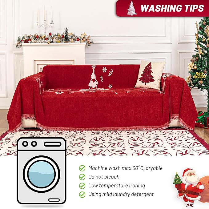 MYSKY HOME Couch Covers Couch Cover for Dogs Washable Couch Covers for Sectional Sofa Sofa Covers for 3 Cushion Couch Sofa Cover for Living Room Furniture Protector for Pets, Kids, 71"x134", Red