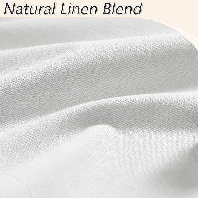 Guken Off White 100% Blackout Curtains 84 Inch Length 2 Panels Set for Living Room Bedroom Back Tab Thermal Insulated Black Out Linen Drapes Room Darkening Window Curtains 84 Inches Long