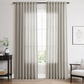 Silver Grey Linen Back Tab Curtains 84 Inch Length for Bedroom Neutral Modern Farmhouse Window Privacy Semi Sheer Linen Drapes Rustic Pinch Pleated Look Curtain for Living Room 52x84,2 Panel