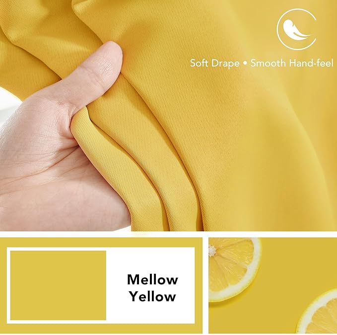 Deconovo Blackout Curtain Panels for Kids Bedroom Room Darkening Back Tab and Rod Pocket Curtains 42Wx72L Inch Mellow Yellow 2 Panels