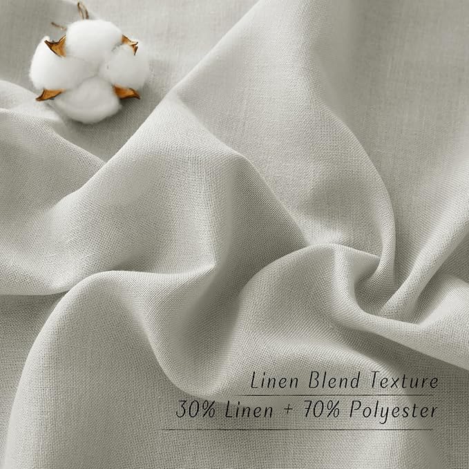NICETOWN Linen Textured Gray Curtains 72 inches Long, Grommet Bedroom Curtains Privacy Added with Light Filtering Flax Window Treatments for Living Room, W55 x L72, 2 Panels