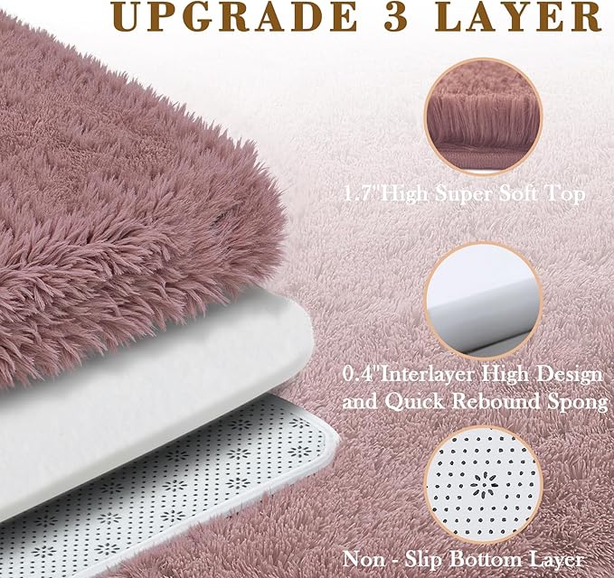Rugs for Bedroom 4x6, Alfombras para Salas Shag Large Plush Soft Area Rug, Shaggy Carpets for Livingroom, Kids Boys Girls Home Decor Aesthetic(Blush, 4 x 6)