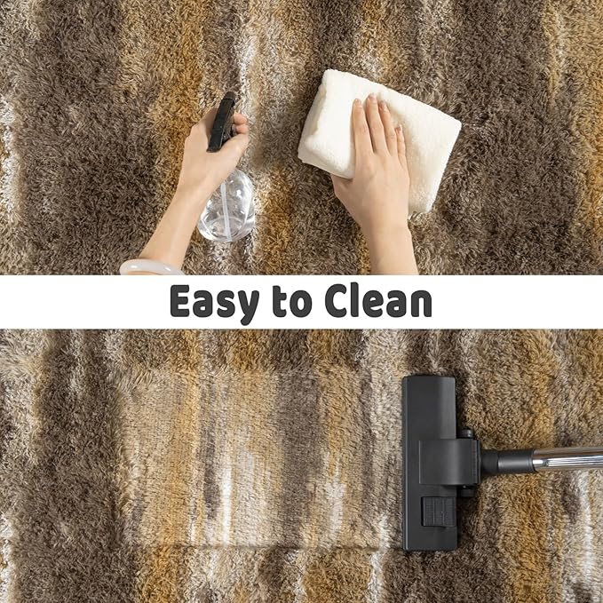 Soft Runner Rugs for Bedroom Hallways, 2x6 Abstract Brown Fluffy Shag Throw Area Rug Non Slip for Bedside Dorm, Long Shaggy Furry Carpet for Nursery Living Room