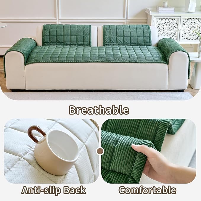 Couch Covers for Dogs Washable, Non Slip Couch Covers for Loveseat Sofa Pet Friendly, Soft Fuzzy Sofa Covers for Pet, Dog Couch Cover Furniture Protector(1PC,Green,27.6"x70.9")
