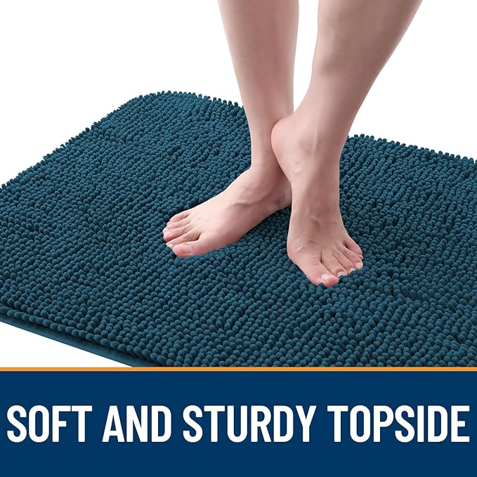 OLANLY Dog Door Mat for Muddy Paws 70x24, Absorbs Moisture and Dirt, Absorbent Non-Slip Washable Doormat, Quick Dry Chenille Mud Mat, Entry Indoor Entryway Carpet for Inside Floor, Atlantic Blue