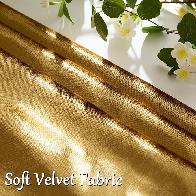 GIGIZAZA Gold Velvet Pillow Covers 26x26, Pack of 2 Throw Pillows Square Covers Modern Decorative Big Pillows Cases for Living Room Couch Vintage Cushion Covers