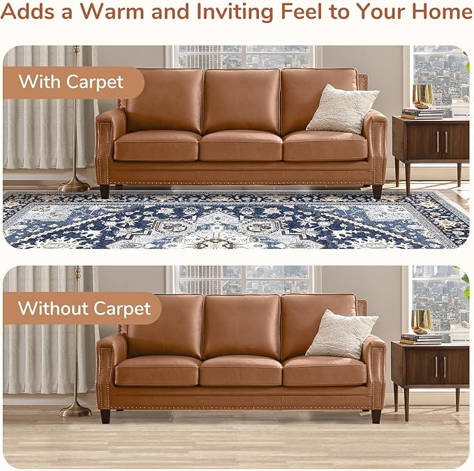 OPPODREAM Soft 6x9 Area Rugs, Washable Rug 6x9 with Non Slip Backing, Faux Cashmere Low-Pile 6 x 9 Carpet, Navy Blue & Gold