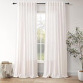 Semi Sheer Linen Curtains 120 Inches for Living Room Sets Back Tab Flax Textured Natural Ivory White Extra Long Curtain Privacy Chic Light Filtering High Window Drapes Bedroom 52X120,2 Panel