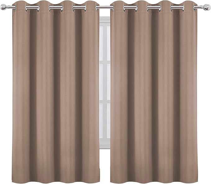 LEMOMO Cappuccino Blackout Curtains 52 x 63 Inch Length/Set of 2 Curtain Panels/Thermal Insulated Room Darkening Blackout Curtains for Bedroom