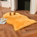 duduta Yellow Faux Sheepskin Rug 2x3 ft, Small Fluffy Shag Fur Rug for Bedroom Dorm Nursery Chair Covers Decor Non Slip