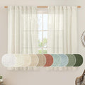 LAMIT Natural Linen Semi Sheer Curtains 48 Inch for Bedroom, Light Filtering Neutral Window Curtains Farmhouse Boho Back Tab and Rod Pocket Panels, Natural Cream Ivory, 2 Panels, 52 x 48 Inch