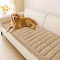 hyha Couch Covers for Dogs Washable, Non Slip Plush Dog Sofa Protectors, Fuzzy Pet Couch Covers for 3 Cushion Sofa Pet Friendly (Khaki, 27.6" x 82.7")