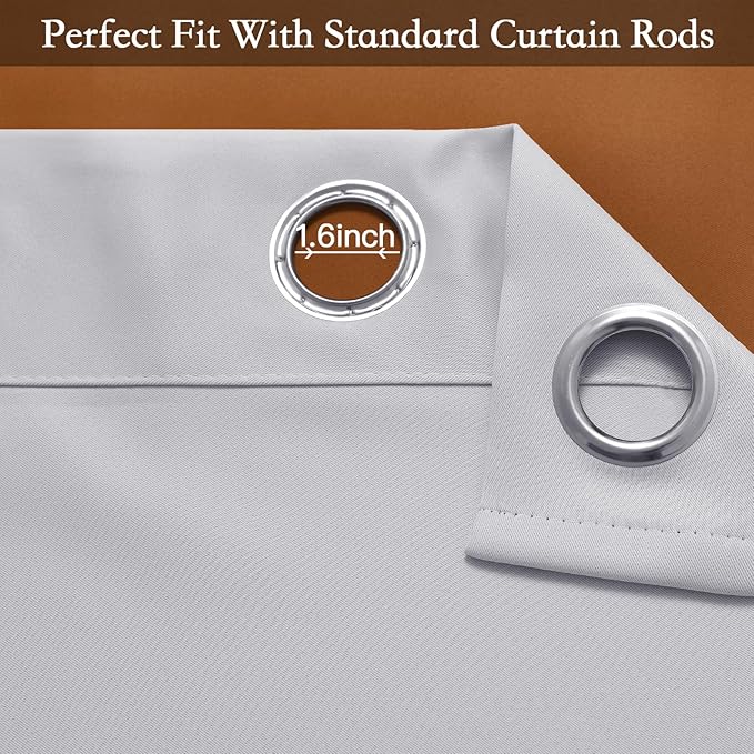 SimpleHome Ombre Room Darkening Curtains for Bedroom, Light Blocking Gradient Grey White to Burnt Orange Thermal Insulated Grommet Window Curtains/Drapes for Living Room,2 Panels, 52x84 inches Length