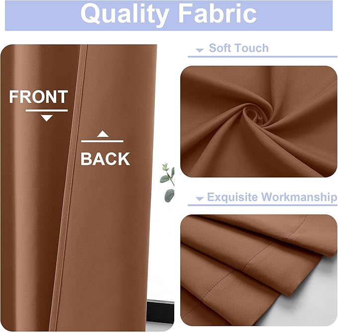 Simplebrand Ava Sun Baked Blackout Curtains for Bedroom, 72 Inch Length 2 Panels, Privacy Thermal Insulated Rod Pocket Window Curtains for Patio, French Door, W40 x L72 Inch, Sun Baked