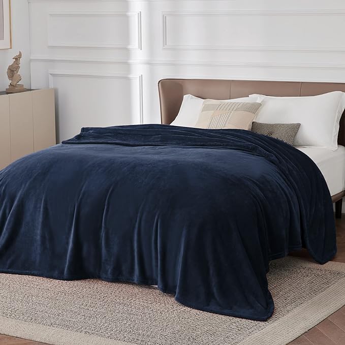 Bedsure GentleSoft Fleece Bed Blankets Large Size Navy - Soft Lightweight Fuzzy Cozy Luxury Oversized King Blanket Microfiber, Room Home Decor Gifts for Women and Men, 120x120 inches