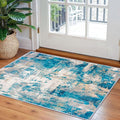 KOZYFLY Small Area Rug 2x3 Rug Entryway Rugs Indoor Non-Slip Modern Abstract Machine Washable Rug, Kitchen Mats for Floor Front Door Rug Low Pile Small Carpet Floor Mats, Turquoise/Beige/Grey/Yellow
