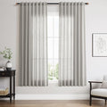 Nanspring Light Gray Linen Curtains 63 Inch Length for Living Room Back Tab and Rod Pocket Semi Sheer Curtain Simple Modern Coastal Room Decor Light Filtering Grey Drapes for Bedroom 52x63, 2 Panels