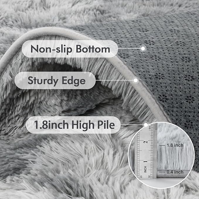 10x14 Ft Extra Large Shag Rugs for Living Room, Ultra Soft Fluffy Furry Area Rugs for Bedroom Indoor Floor, Aesthetic Carpet for Kids Home Decor (Light Grey)