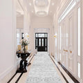 Washable Moroccan Hallway Runner Rugs - 2'6''x16' Non Slip Kitchen Rug Soft Floor Carpet Rubber Backing Vintage Long Mat with Low Pile Rugs for Living Room Entryway Farmhouse 2'6''x16' Gray