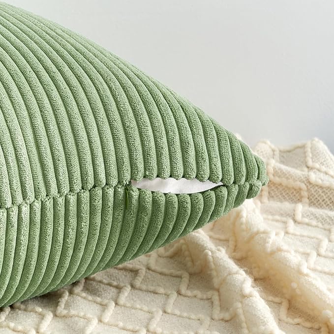 Topfinel Decorative Sage Green Throw Pillow Covers Cushion Cases, Set of 4 Soft Velvet Modern Double-Sided Designs Match for Home Decor, Pillow Inserts Not Included (18x18 inch)