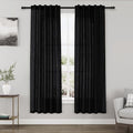 Black Semi Sheer Linen Curtains 72 inch Length for Living Room Back Tab Rod Pocket Modern Long Skinny Curtains Dividing Closet Decor Cotton Textured Gauze Curtain for Laundry Bedroom Office 38x72