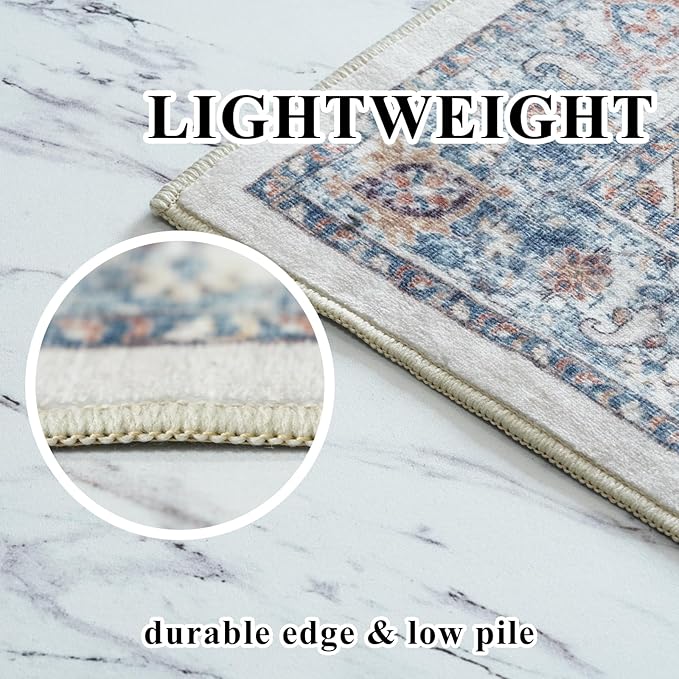 Hallway Washable Runner Rug - 2x3 Kitchen Rugs Entryway Rug Runner Vintage Soft Floor Mat Non Slip Indoor Farmhouse Carpet for Bathroom Living Room Bedroom (2 X 3, Brick)