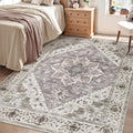 SERISSA Area Rug 4x6 Boho Rugs for Bedroom, Vintage Washable Non Slip Rug, Ultra Soft Print Distressed Low-Pile Throw Rug Earth Tone Carpet for Nursery Dorm Kitchen Living Room Decor