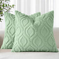 decorUhome Throw Pillow Covers 16x16 Inch Set of 2, Soft Plush Faux Wool Sage Green Solid Couch Pillow Covers, Accent Farmhouse Neutral Square Pillow Cases for Sofa Bed Living Room